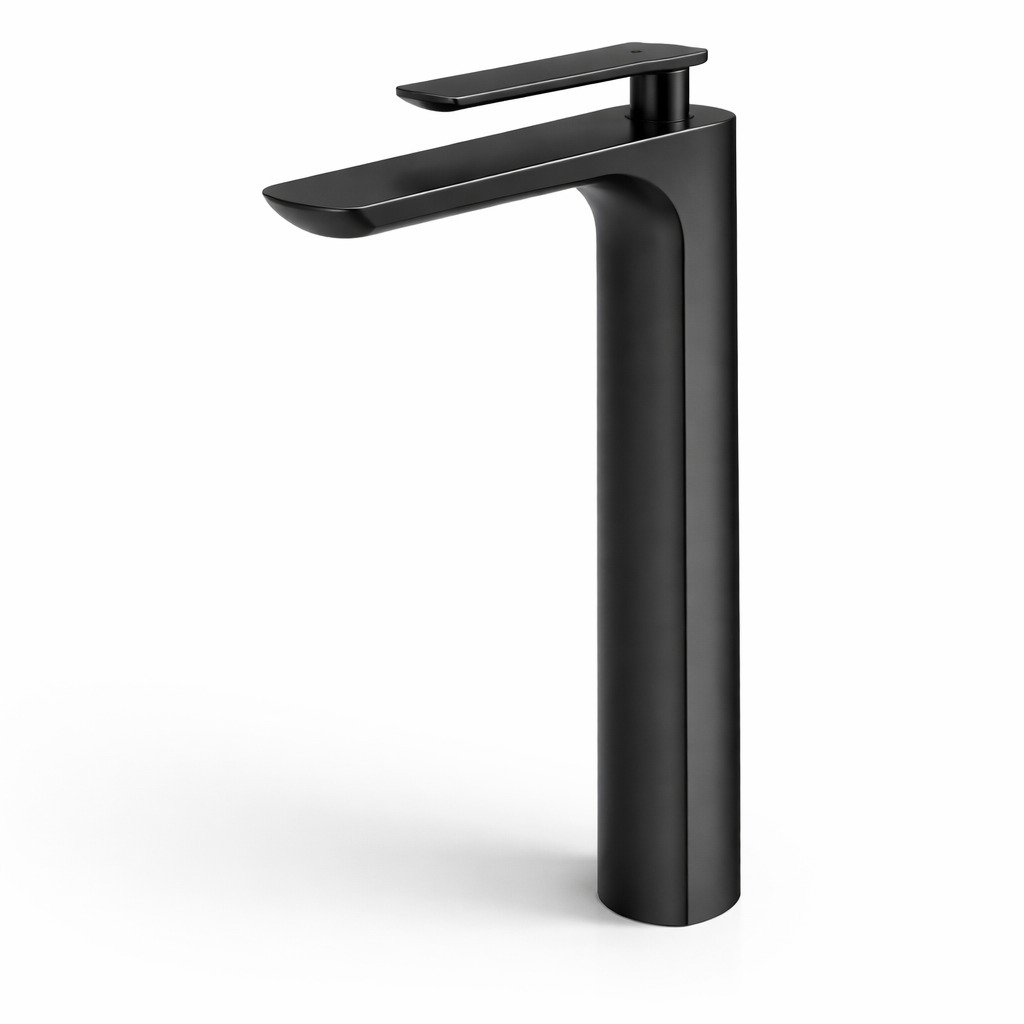 matt black brass basin mixer tall body