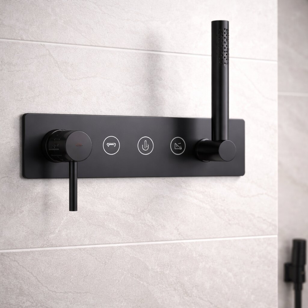 Single-lever for shower with 3 push outl