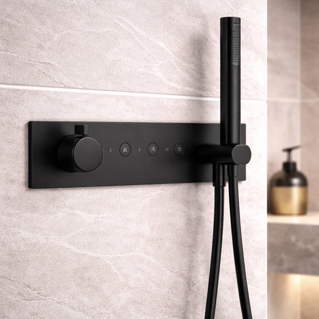 Concealed Thermostatic 3-Way Matte Black