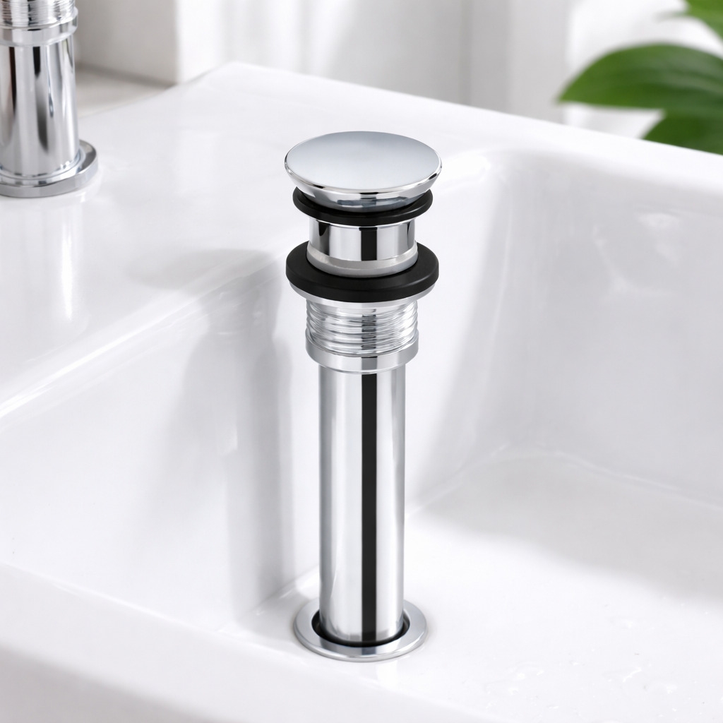 Click drain, big cap in polished chrome