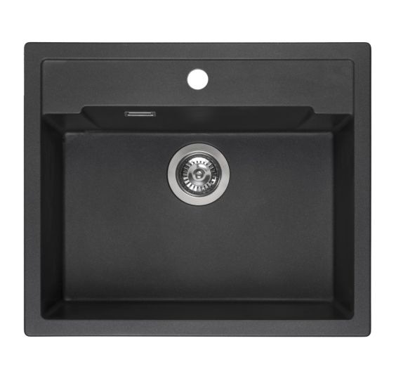 Reginox Amsterdam 54 tapwing Black Silvery Kitchen Sink