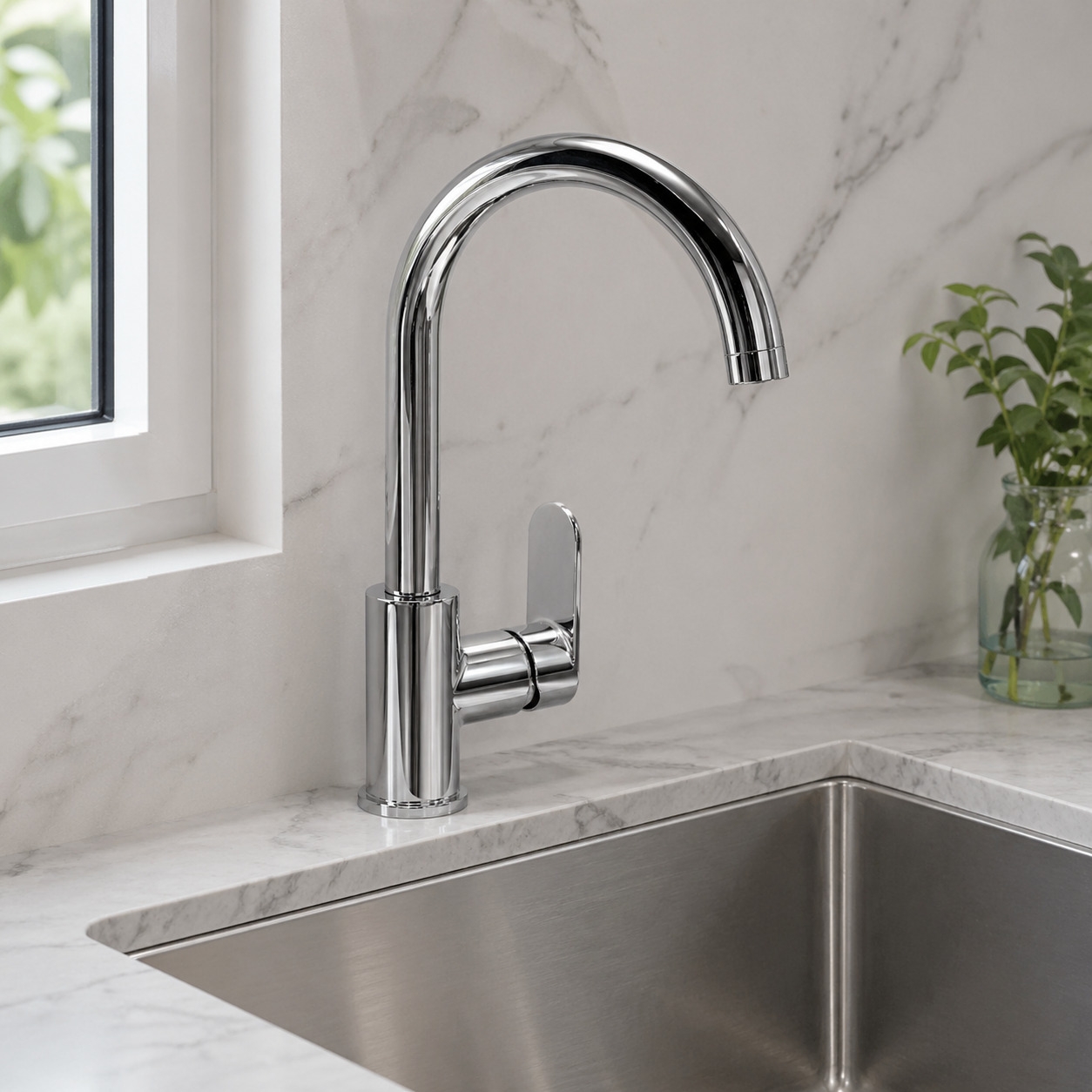 Kitchen mixer with side handle TUBE, chr